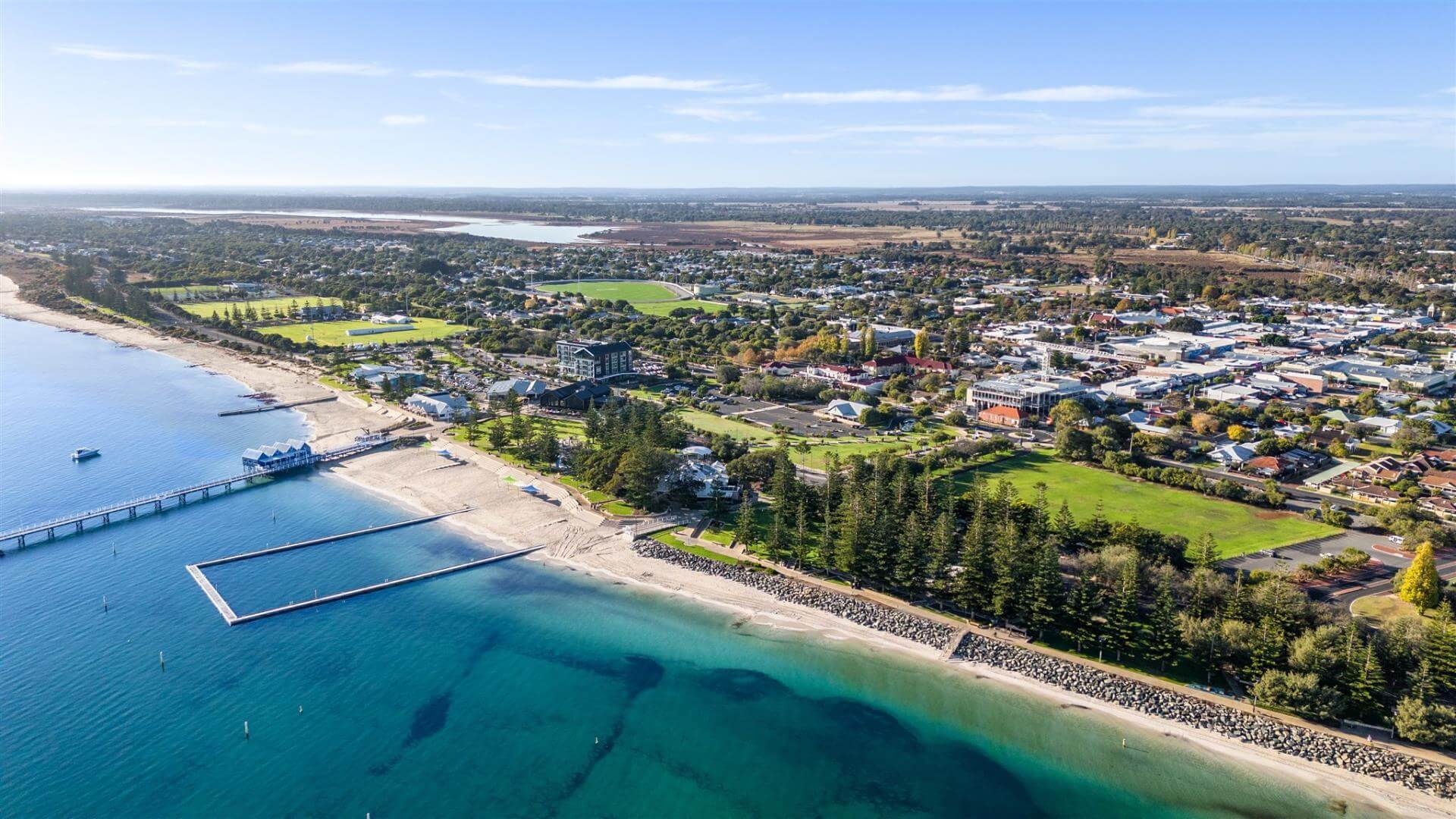 An image of Busselton's coastline.
