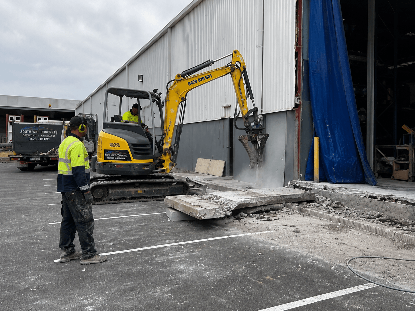 Concrete demolition for a warehouse refit.