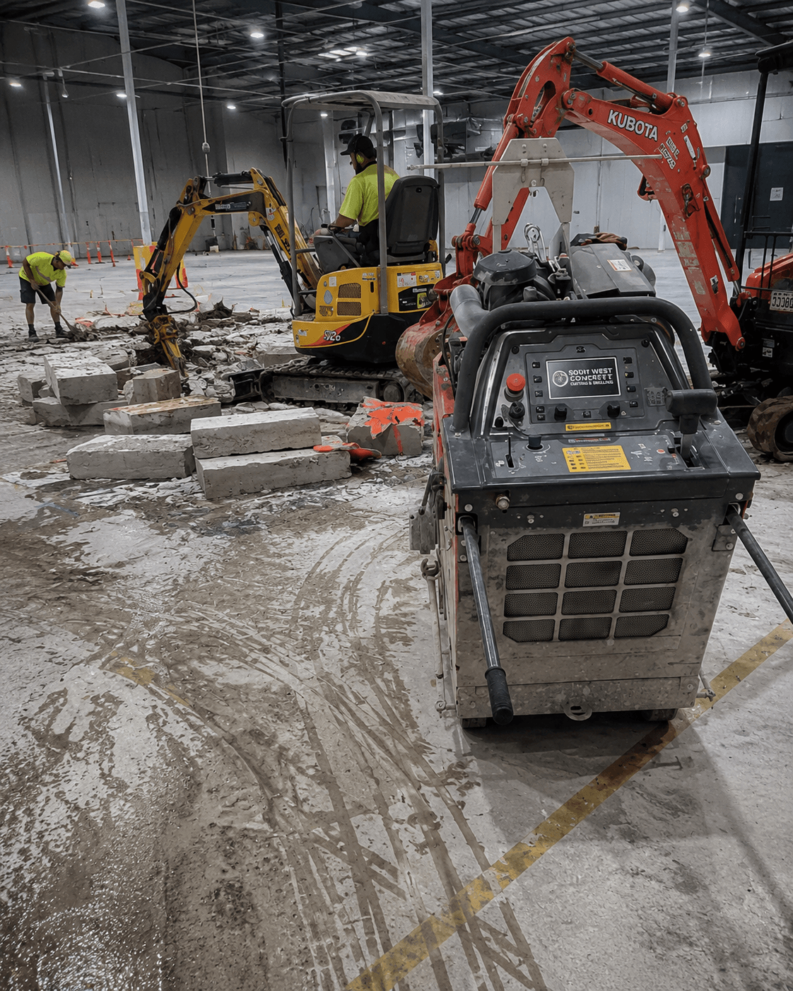 Internal concrete removal project utilising controlled demolition precision.
