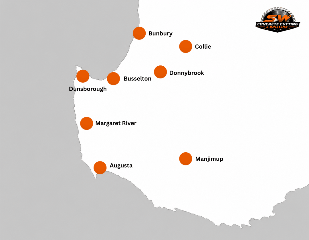 South west map of service areas.